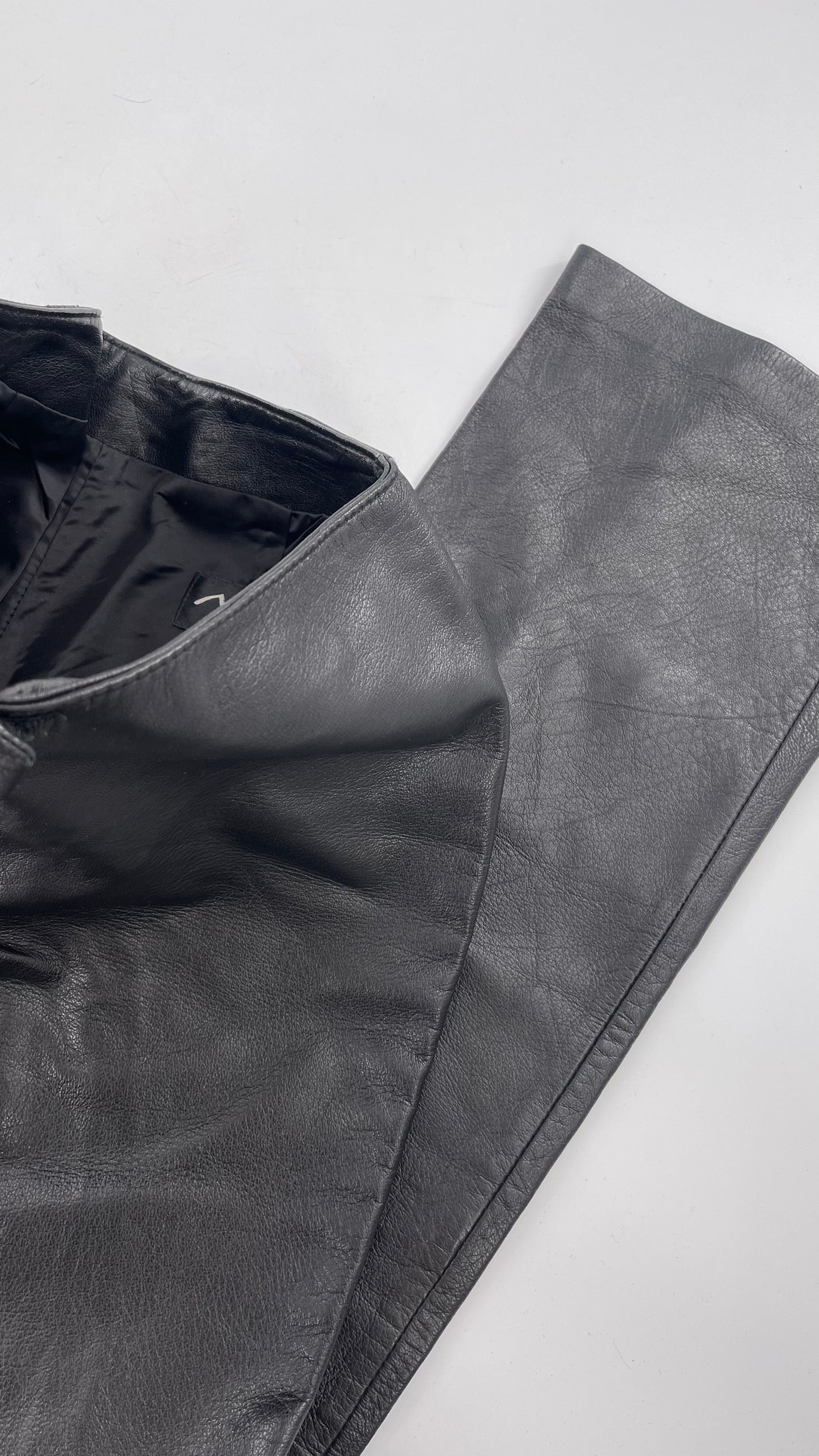Vintage Márcia Italian Lamb Leather Kick Flare Trouser Pants (00)