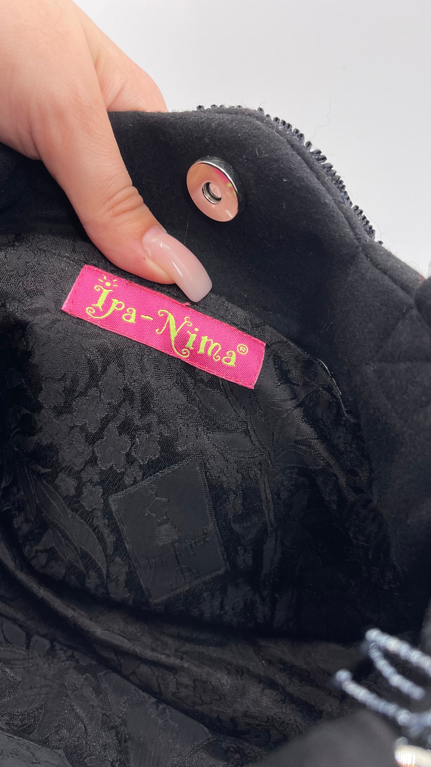 Vintage IPA NIMA Black Embroidered Beaded