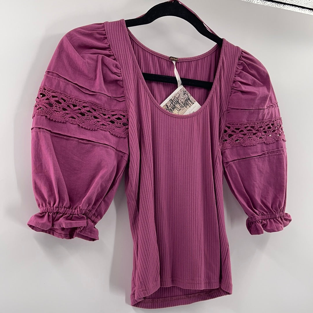Free People Purple Puff Sleeve (XS)
