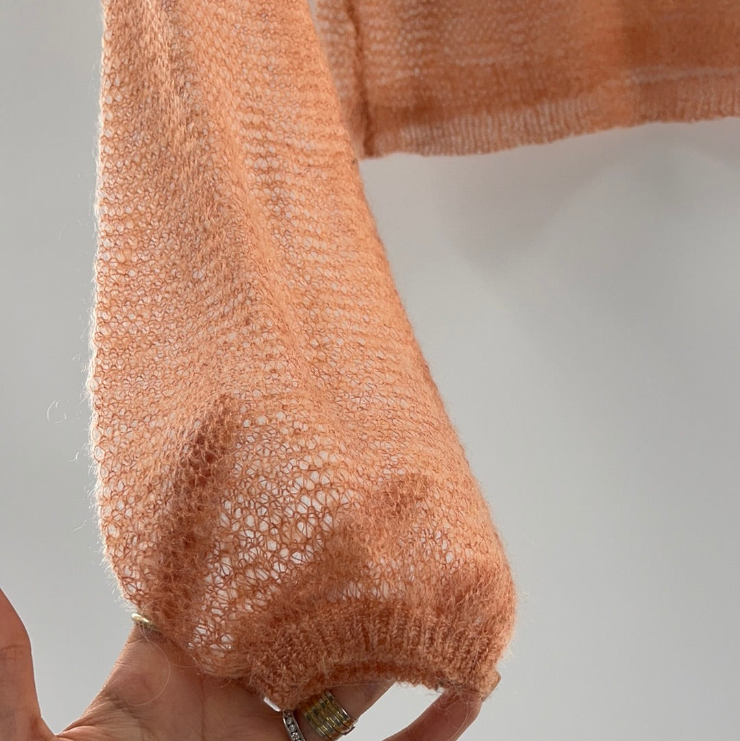 Urban Outfitters Sheer Cropped Peach Sweater (Size XS)
