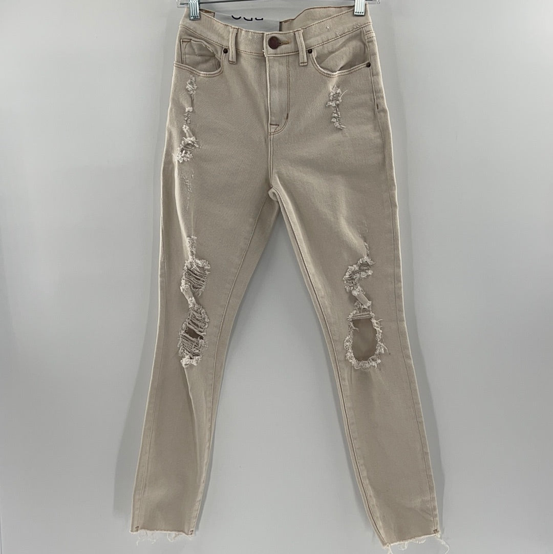 BDG/Urban Outfitters Cream/Off-White Ripped Jeans Raw Cut Hem (Size 25W)