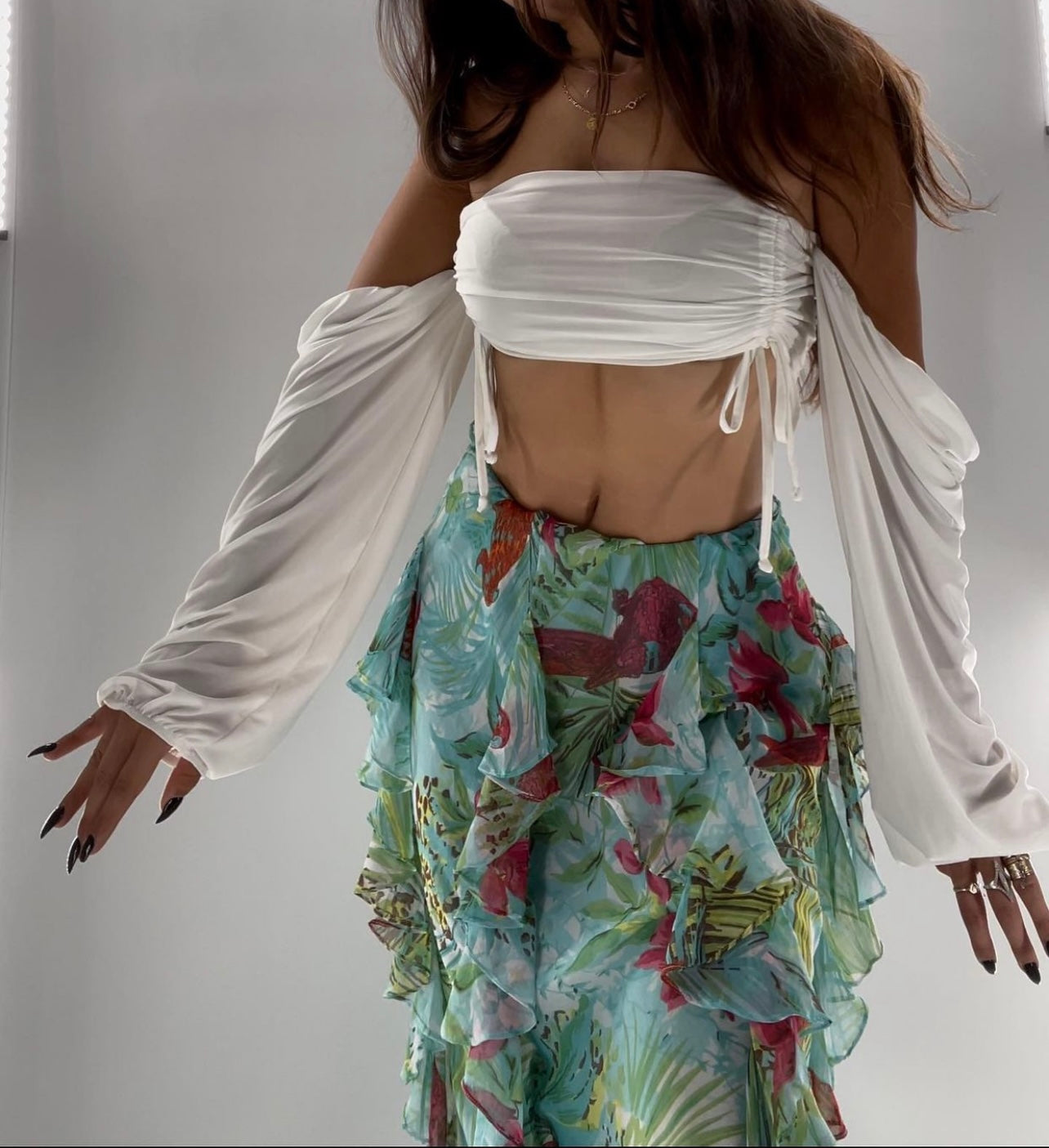 Nasty Gal White Ruche Front Top (6)