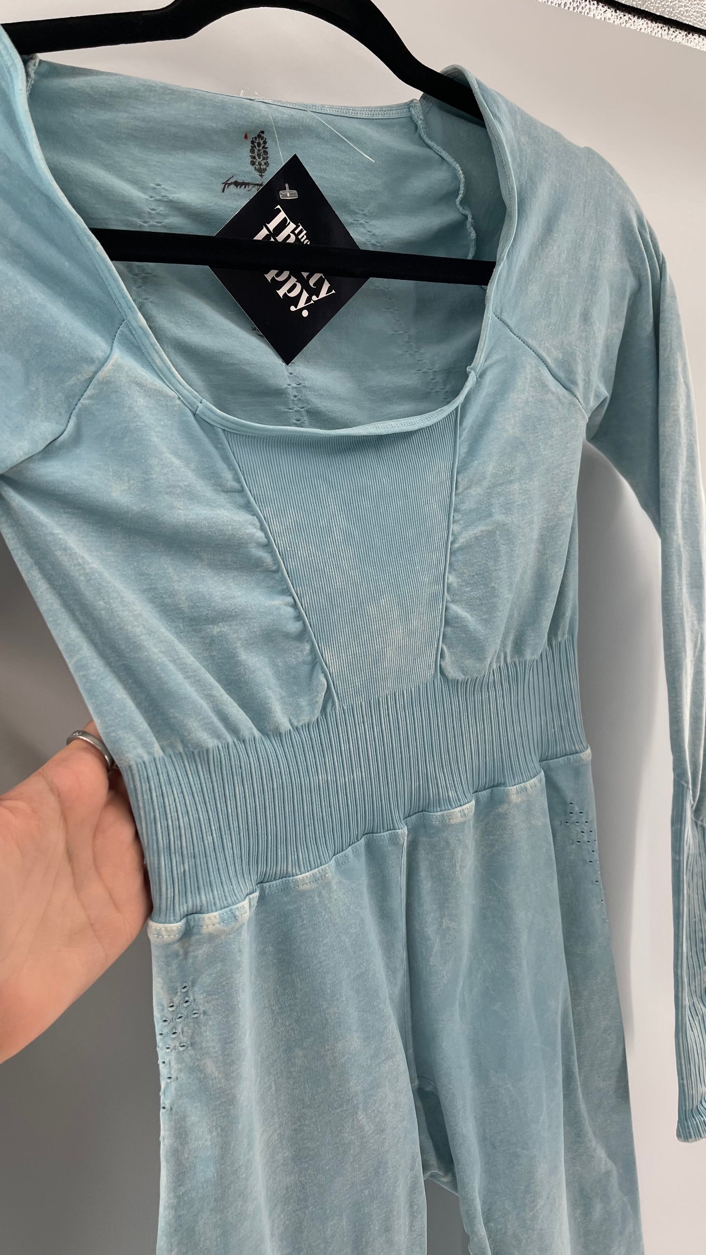 Free People Movement Baby Blue Elastic Good Karma Jumpsuit (M/L)