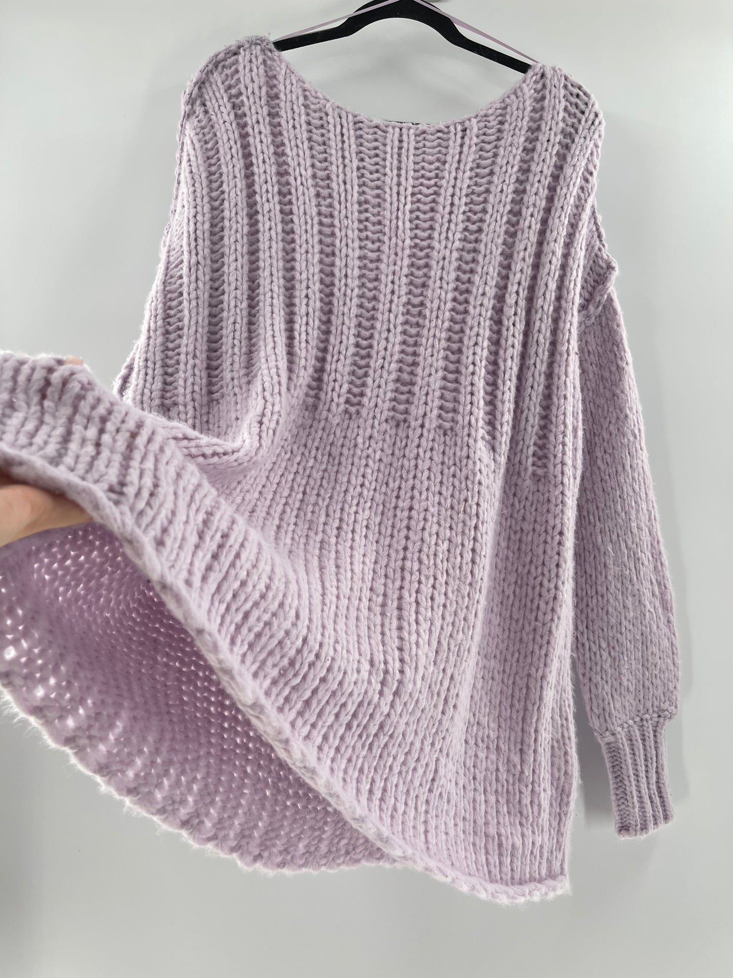 Free People Chunky Knit Lilac/Lavender Sweater (Medium)