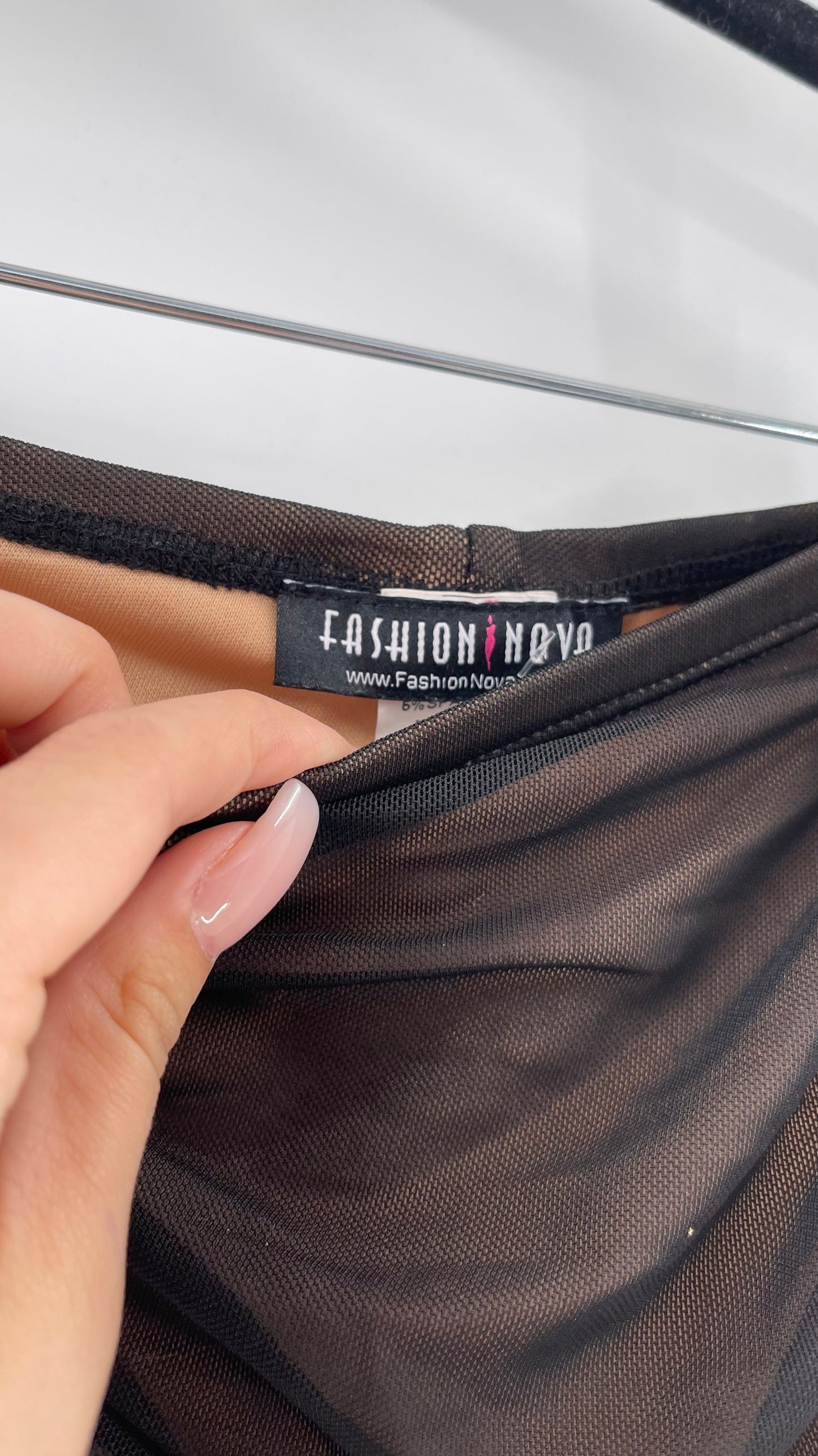 Fashion Nova/Urban Outfitters Nude/Black Ruched 2Piece Set (Small)