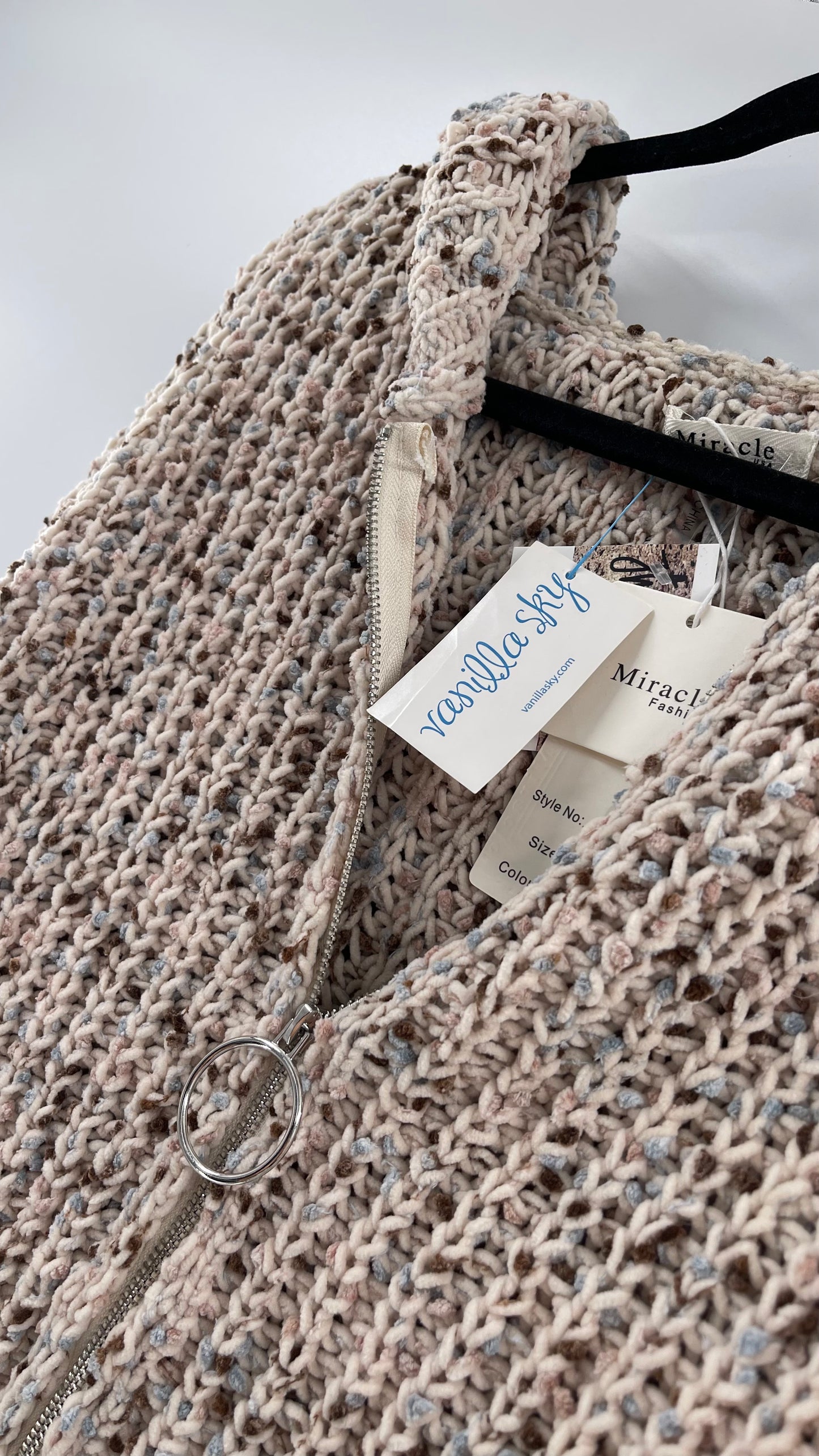 Miracle Distressed Chenille Zip Front Hoodie (S/M)
