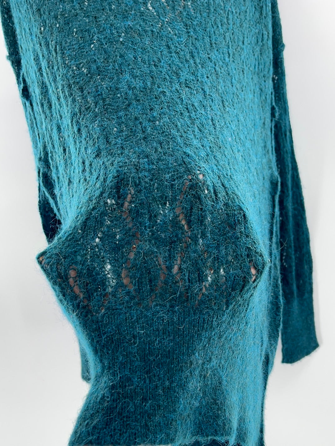 Free People Sheer Green Oversized Sweater (Size Medium)