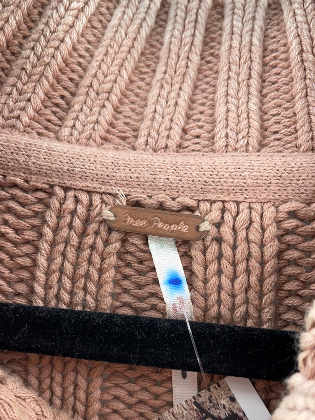 Free People Sweetheart Sweater Chunky Rib Knit Mock Neck Pullover Tan (Size Medium)