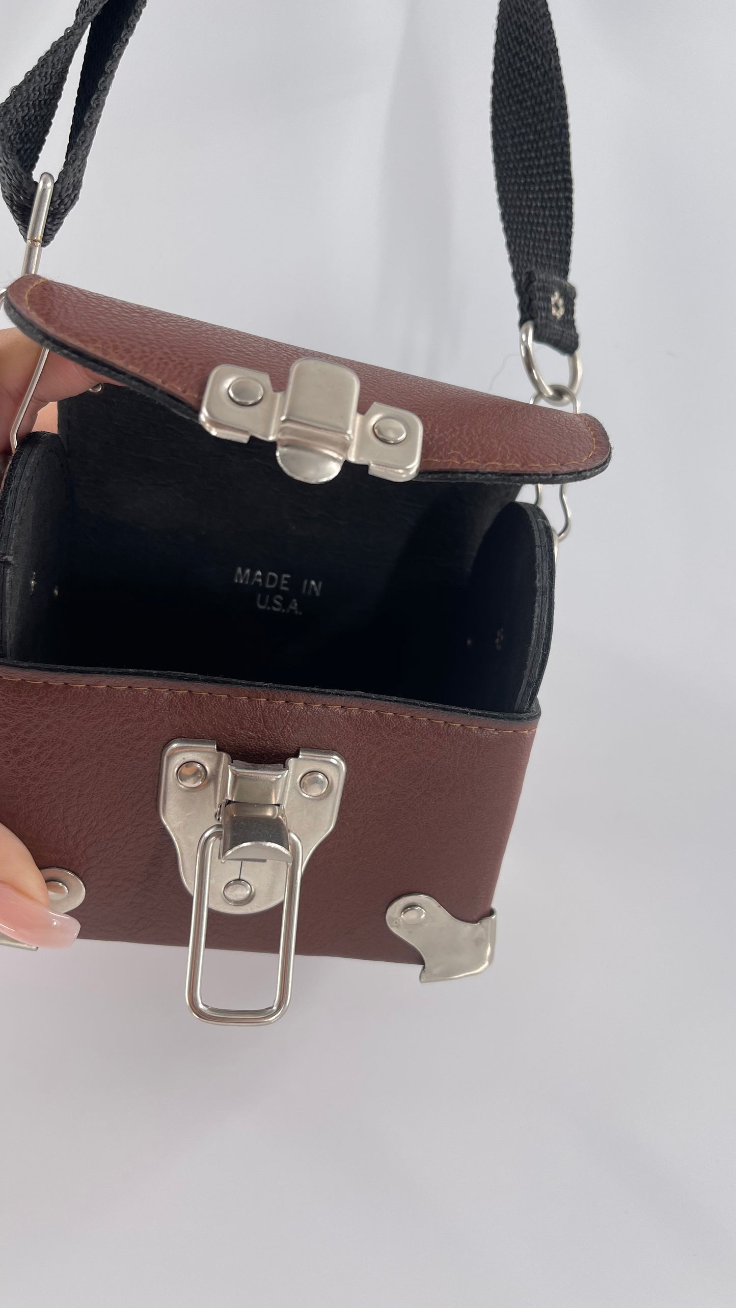 Vintage US Made Brown Leather Trunk Purse