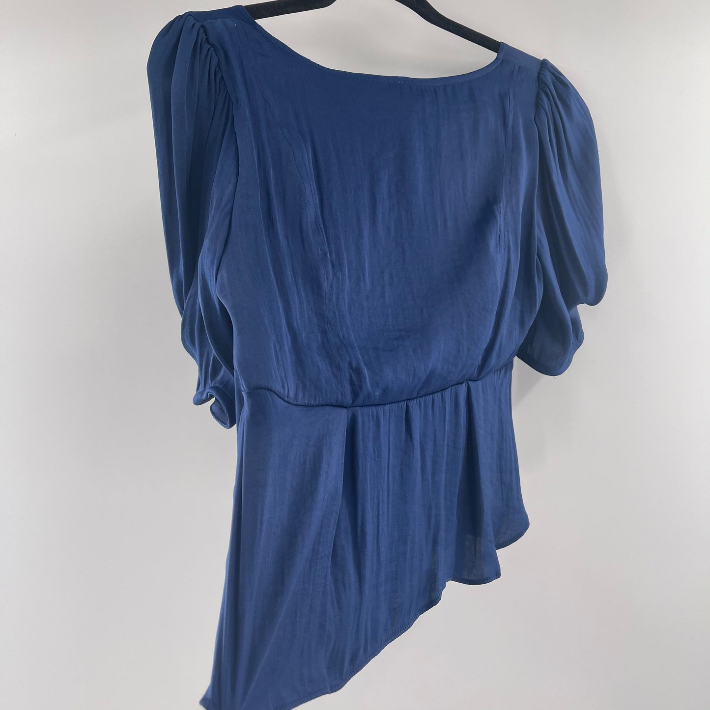 Free People Navy, Silky Embroidered Short Sleeve (XS)
