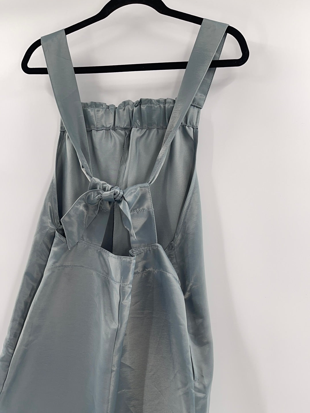 Urban Outfitters Pewter Satin Backless Tie on Back Side Knife Pockets (Size M)