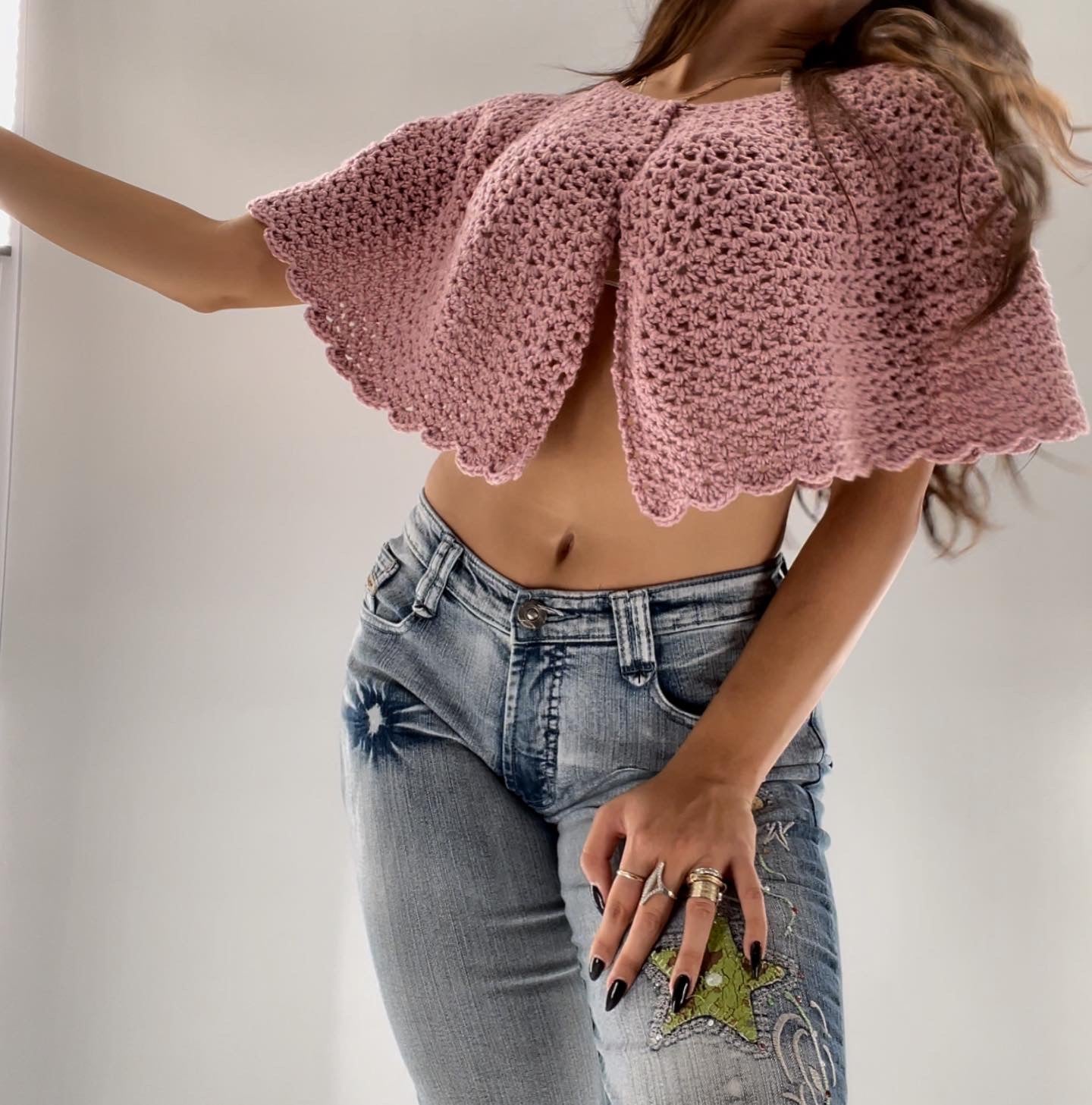 Pink Crochet Cape