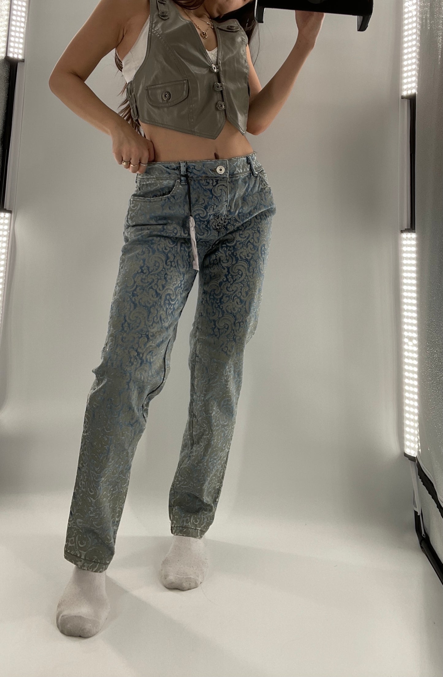 Deadstock Oltre Denim/Grey Brocade Jeans (12)