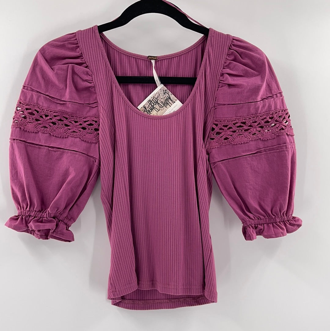 Free People Purple Puff Sleeve (XS)