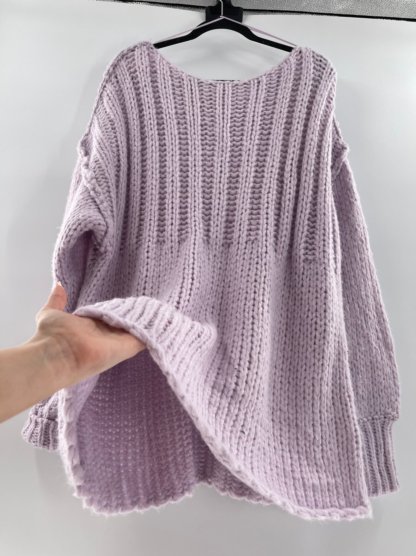 Free People Chunky Knit Lilac/Lavender Sweater (Medium)