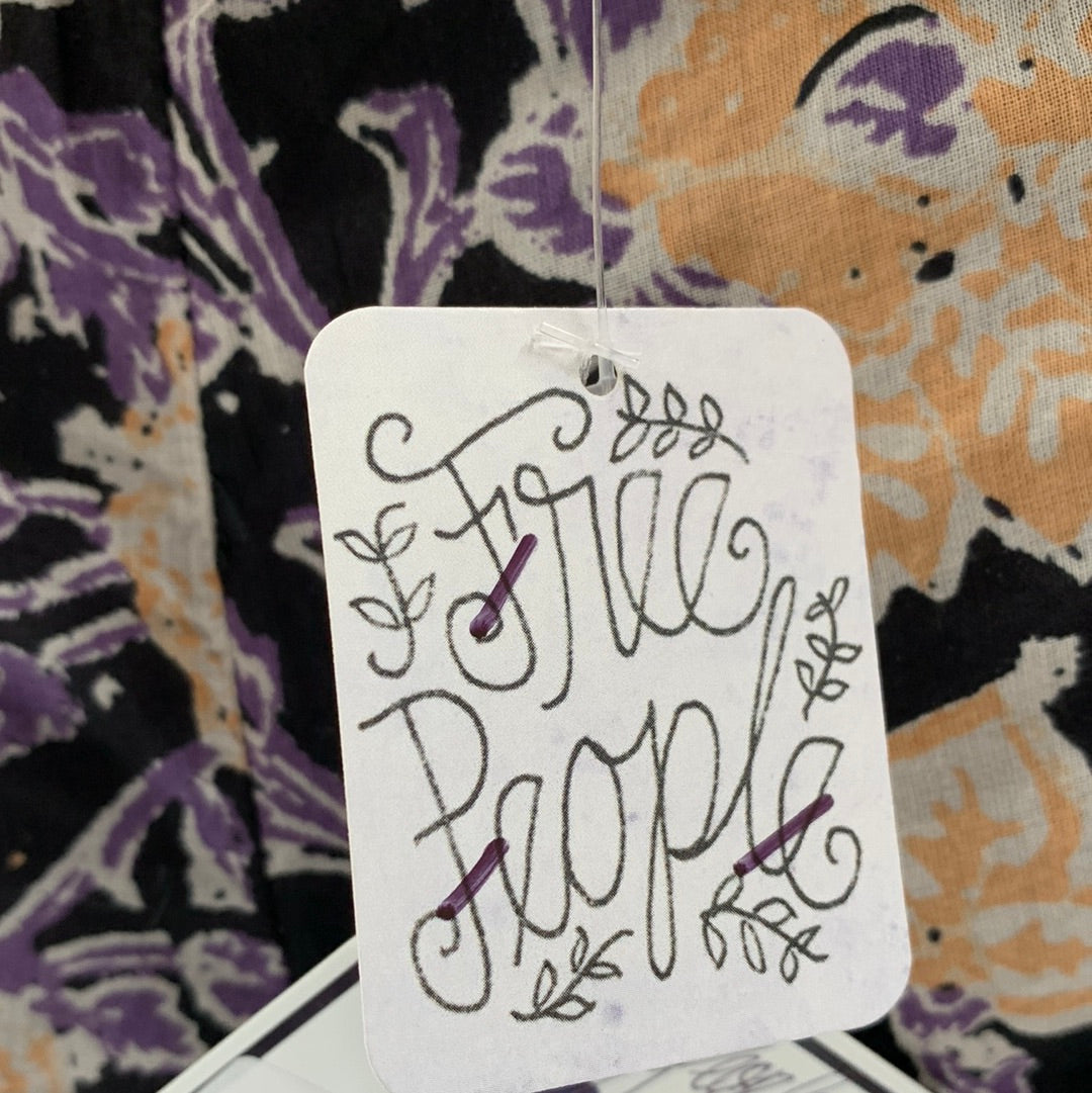 Free People Mini Skirt Purple and Yellow Floral Print (Size 4)