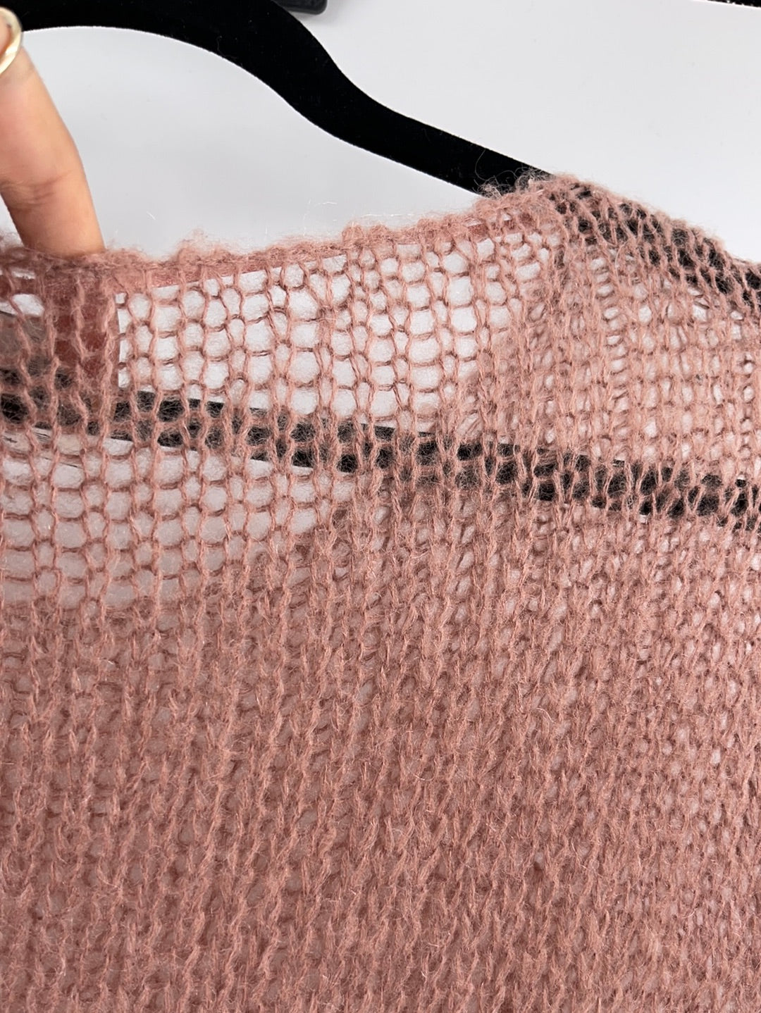 Free People Sheer Knit Off Dusty Pink Sweater (Size XS)