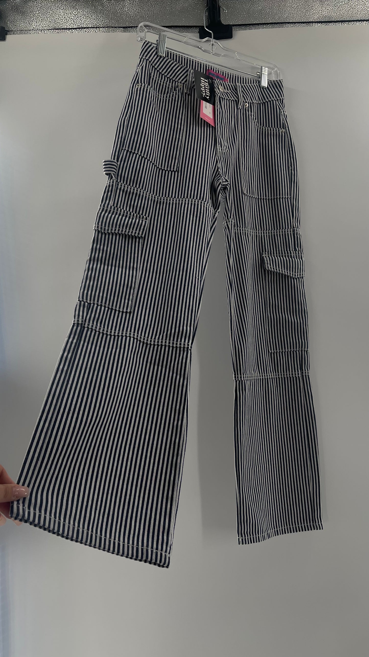 Edikted Stripe Out Cargos with Tags Attached (XS)