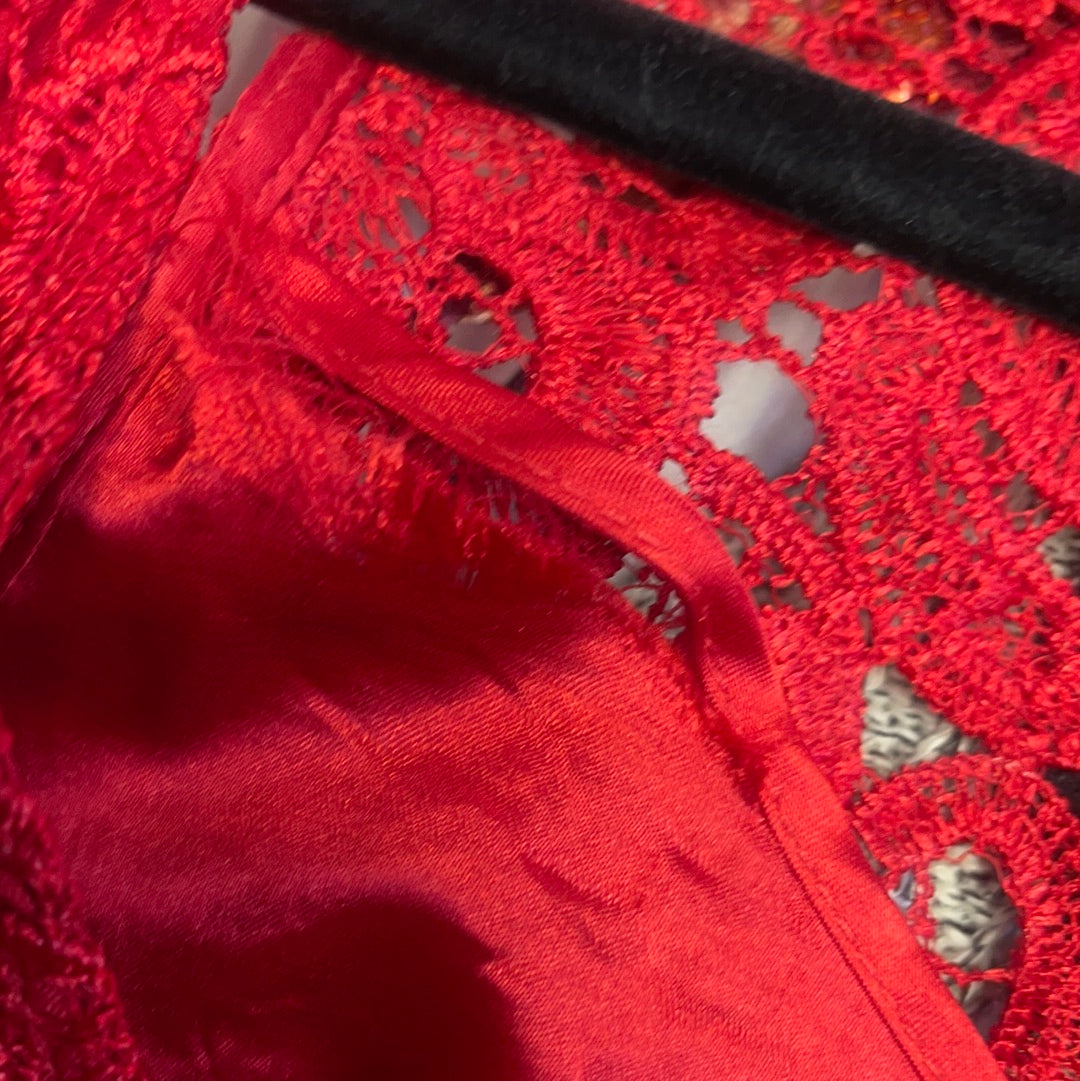 Francesca's - Red Lace Backless Mini (Small)