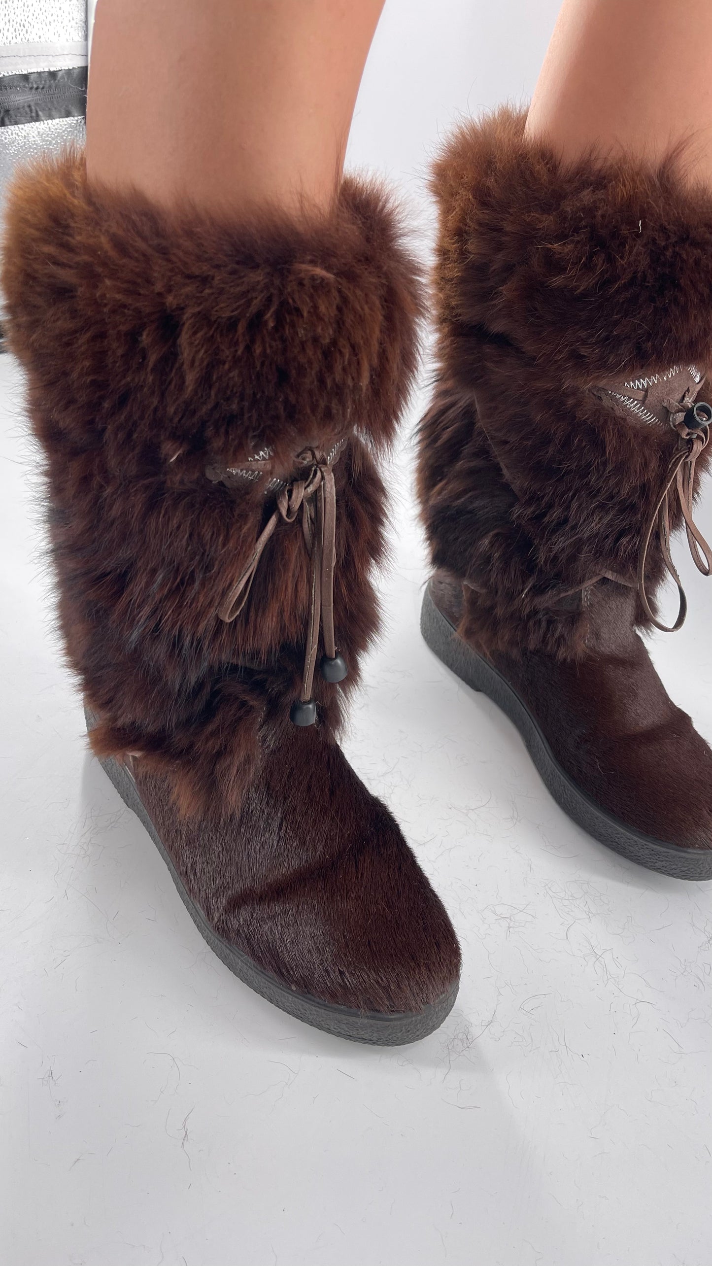 Pajar Vintage Brown Fur Boots - Made In Italy - Size 40