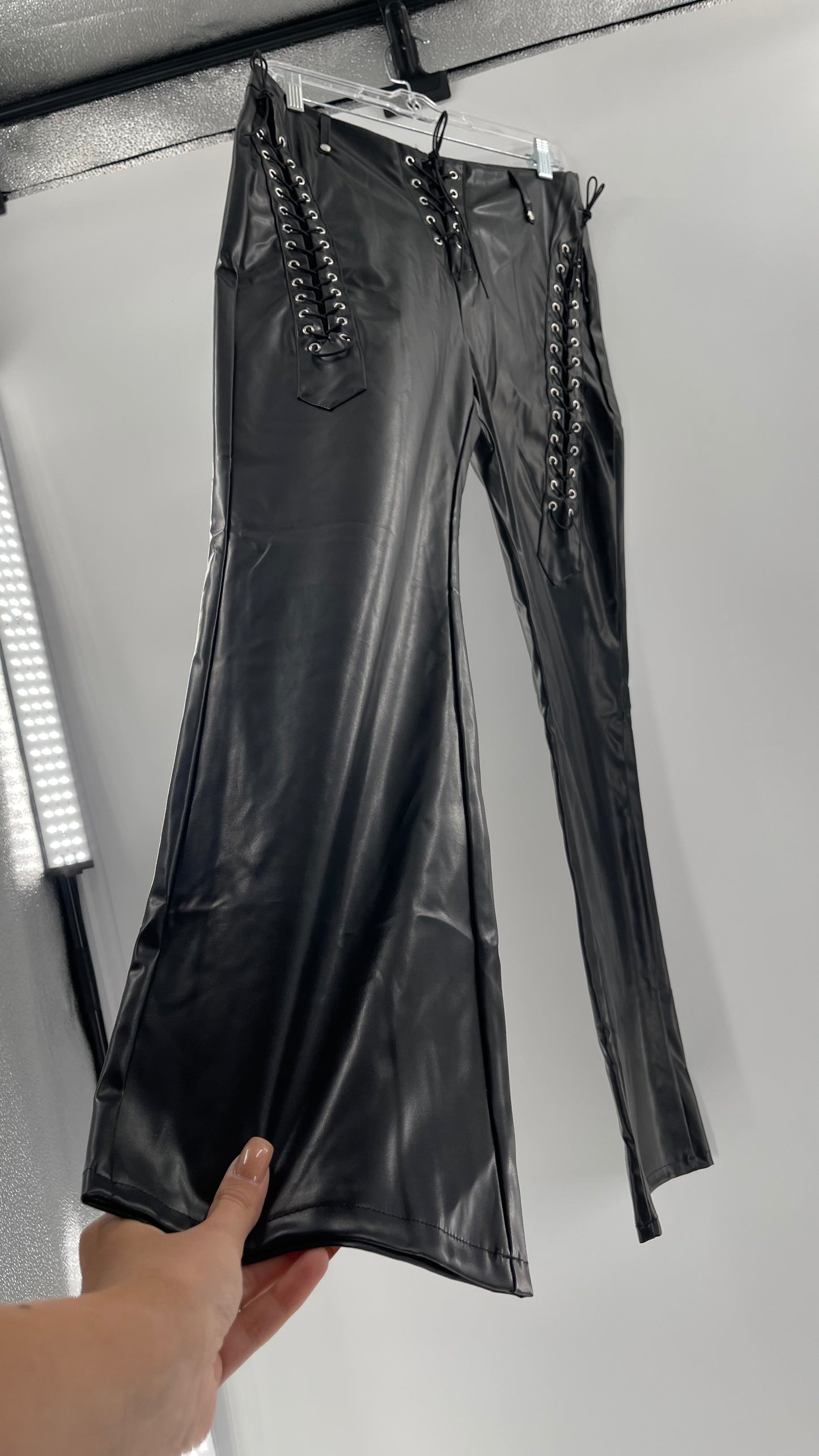 XXXiticat Faux Leather Straight Legs with Lace Up Details (XL)