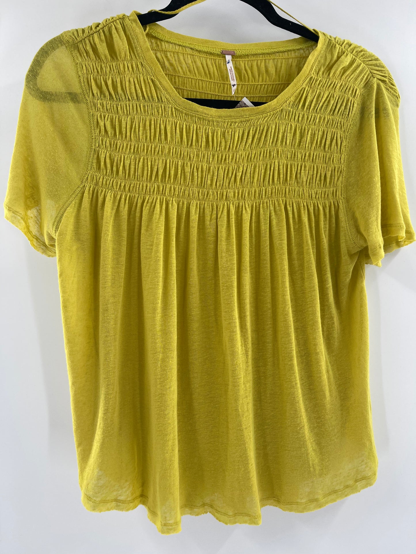 Free People Chartreuse Yellow Short Sleeve (XS)