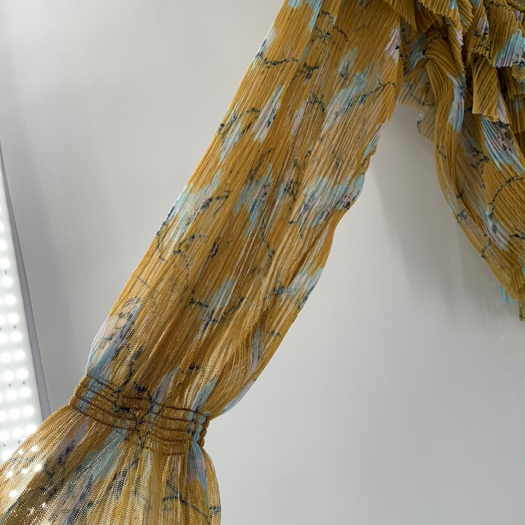 Free People Mustard Mesh Blouse (S)
