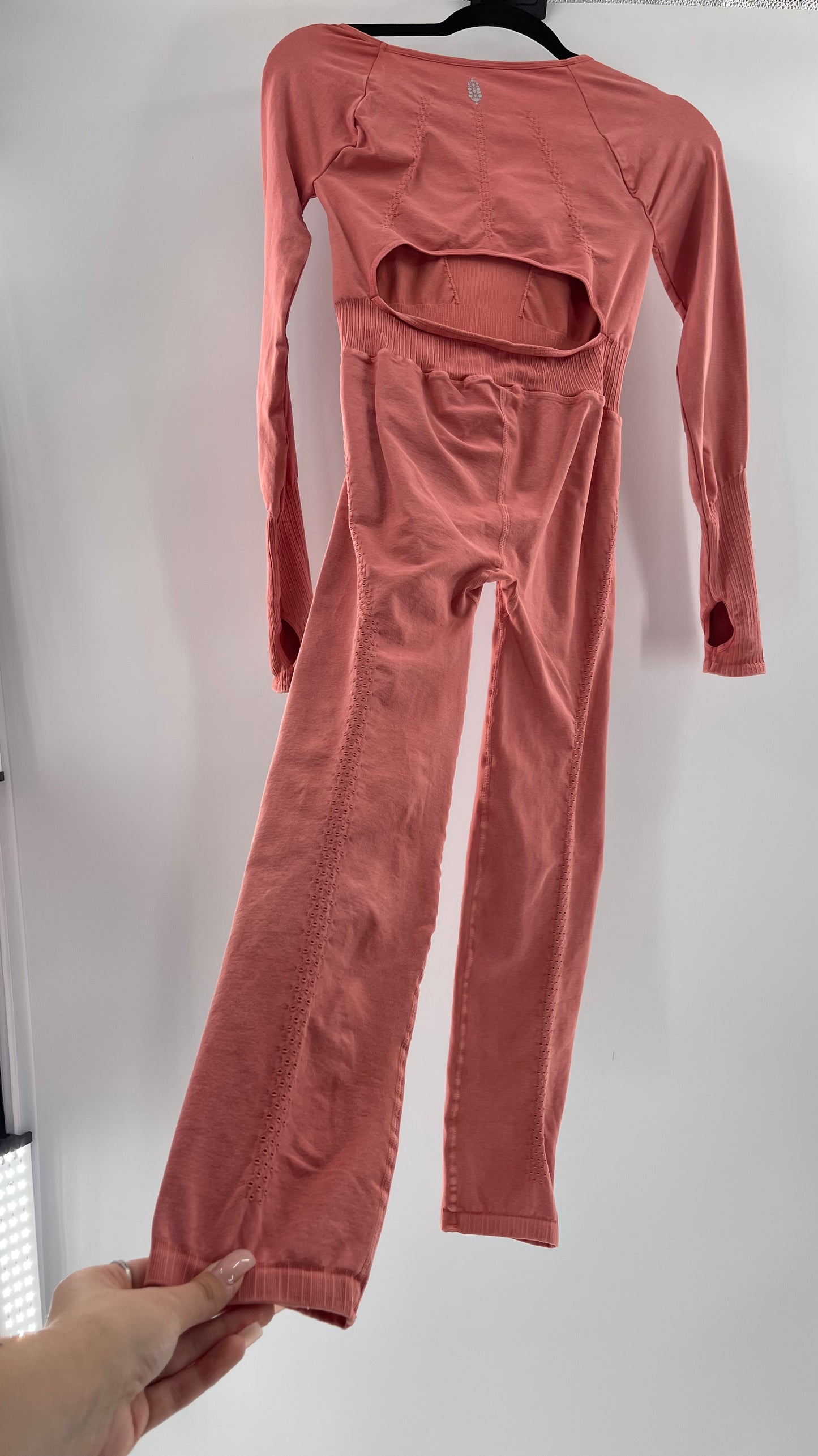 Free People Movement Pink Elastic Good Karma Jumpsuit (M/L)