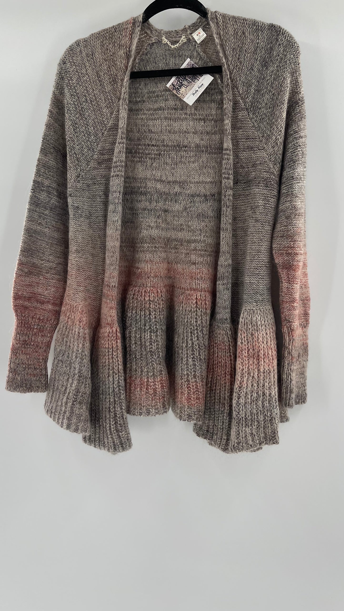 Anthropologie Knitted + Knotted Grey Pink Cardigan (small)