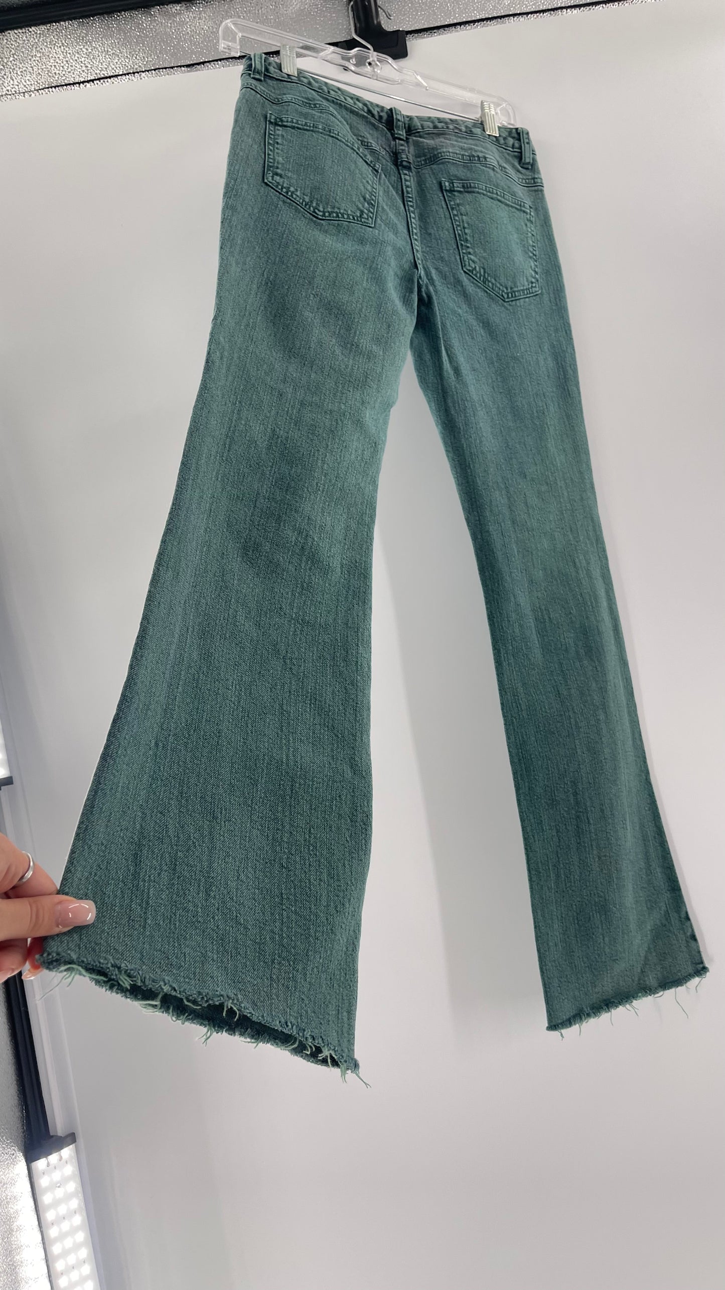 Jeanology Mid Rise Faded Teal Straight Legs (4)