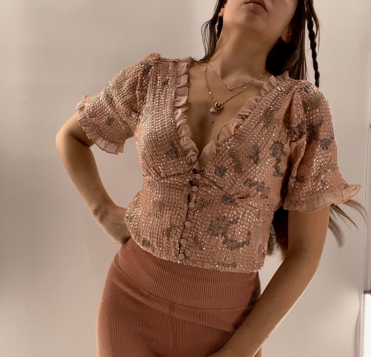 Forever that Girl Anthropologie Sequined Blouse (XS)