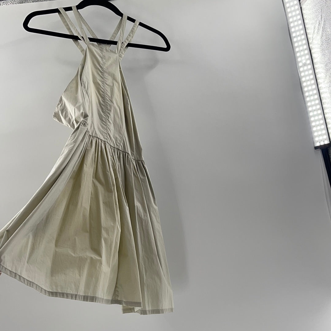 Kimchi Blue - Open Back Light Green Pleated Waist Down Mini Dress (Size 6)