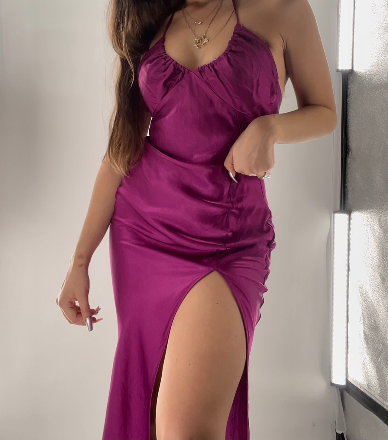 Rays for Days Silky Plum Toned MIDI (XS)