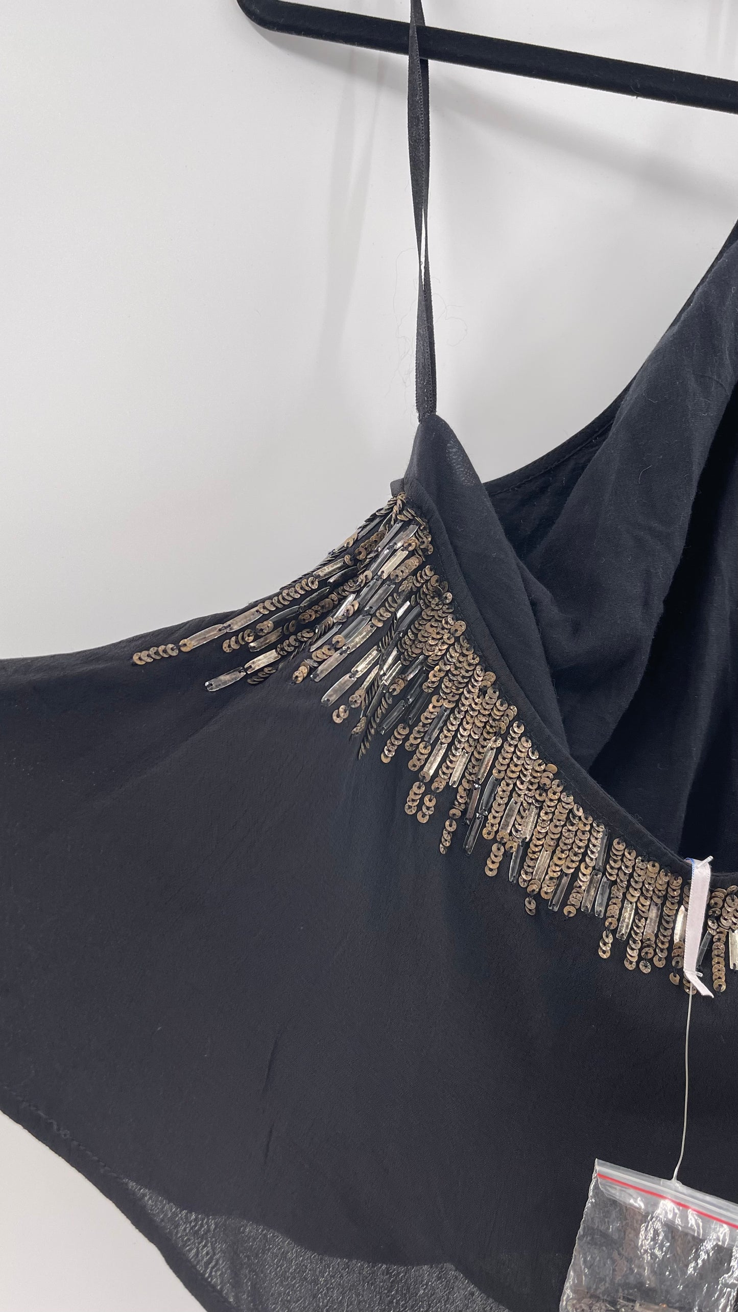 Free People Black Beaded Halter (XS)