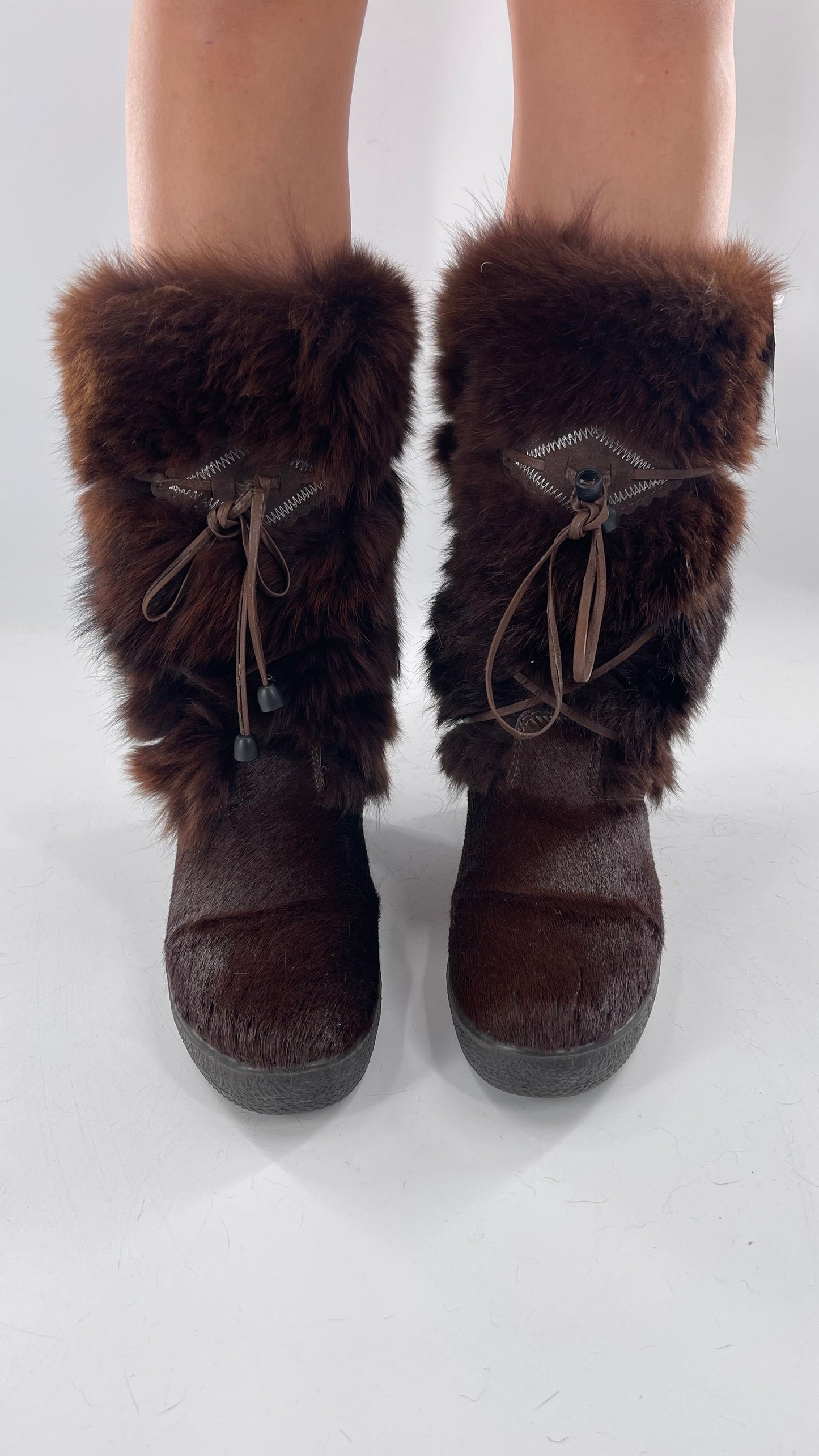 Pajar Vintage Brown Fur Boots - Made In Italy - Size 40
