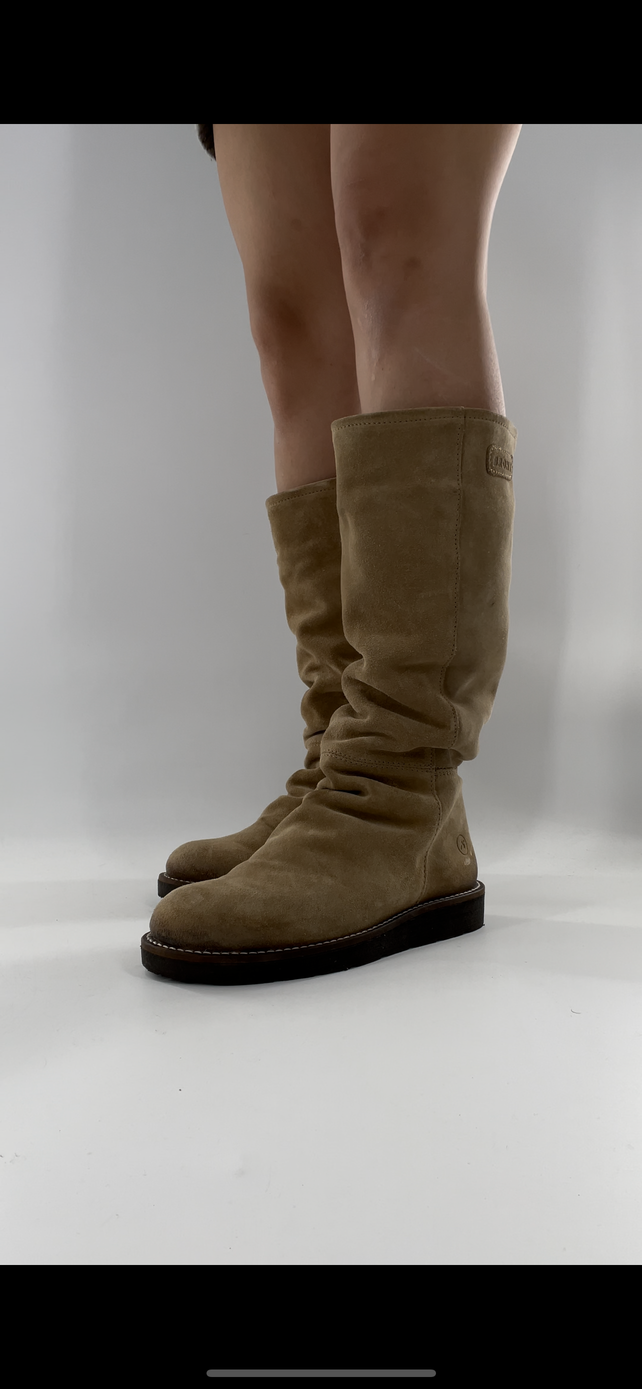 BRONX SO TODAY - Suede Shearling Inside Light Beige Knee High Boots - Size 39
