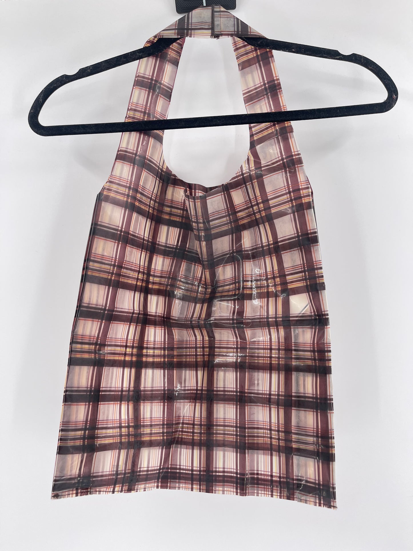 Urban Outfitters plastic plaid tote bag