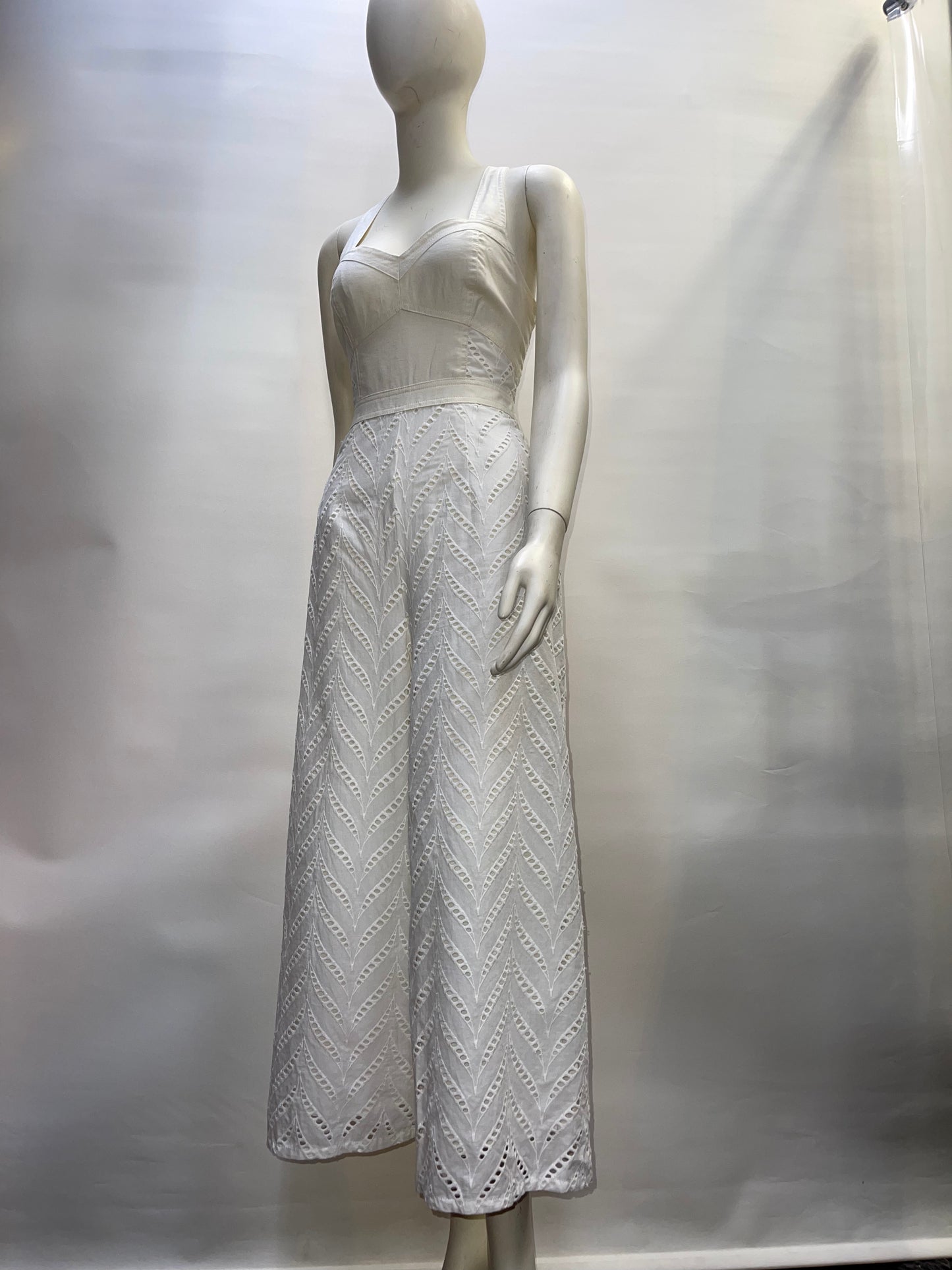 Anthropologie- Ettitwa - Off White Strapless Eyelet Jumpsuit- ( Size 4)