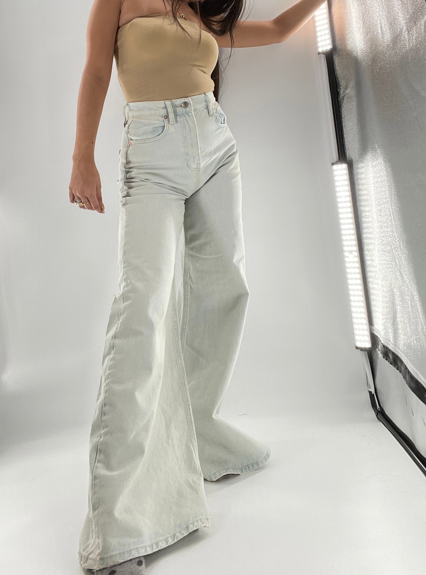 Free People Light Wash High Waist Wide Legs (27)