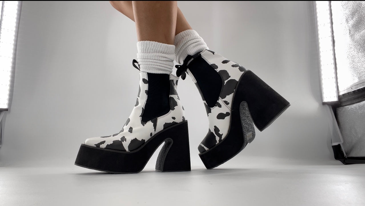 Koi Footwear Chunky Platform Cow Print Boots (7)