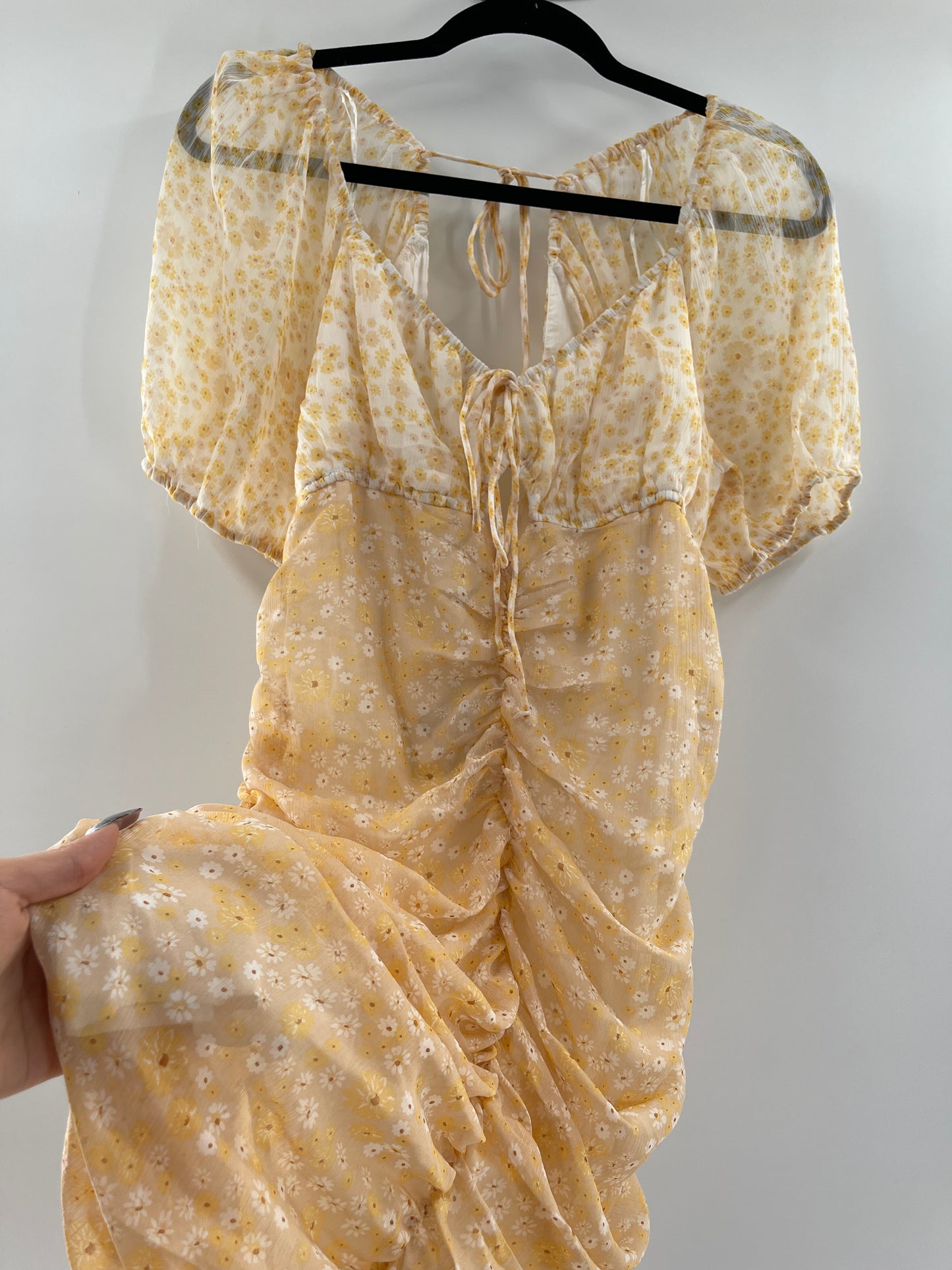 Free People Tessa Ruched Daisy Dress (Large)