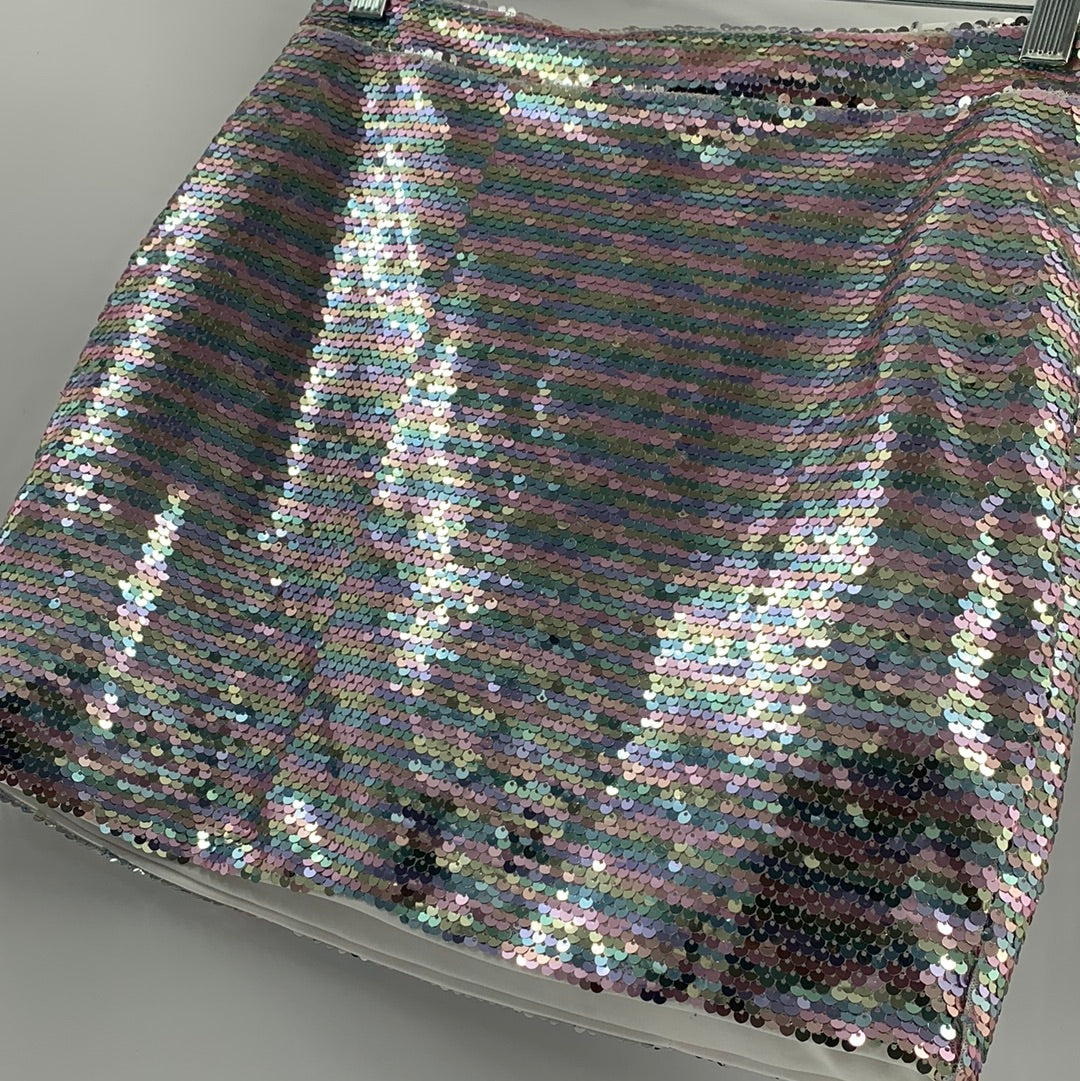 Urban Outfitters Rainbow Sequin Mini Skirt (Size S)