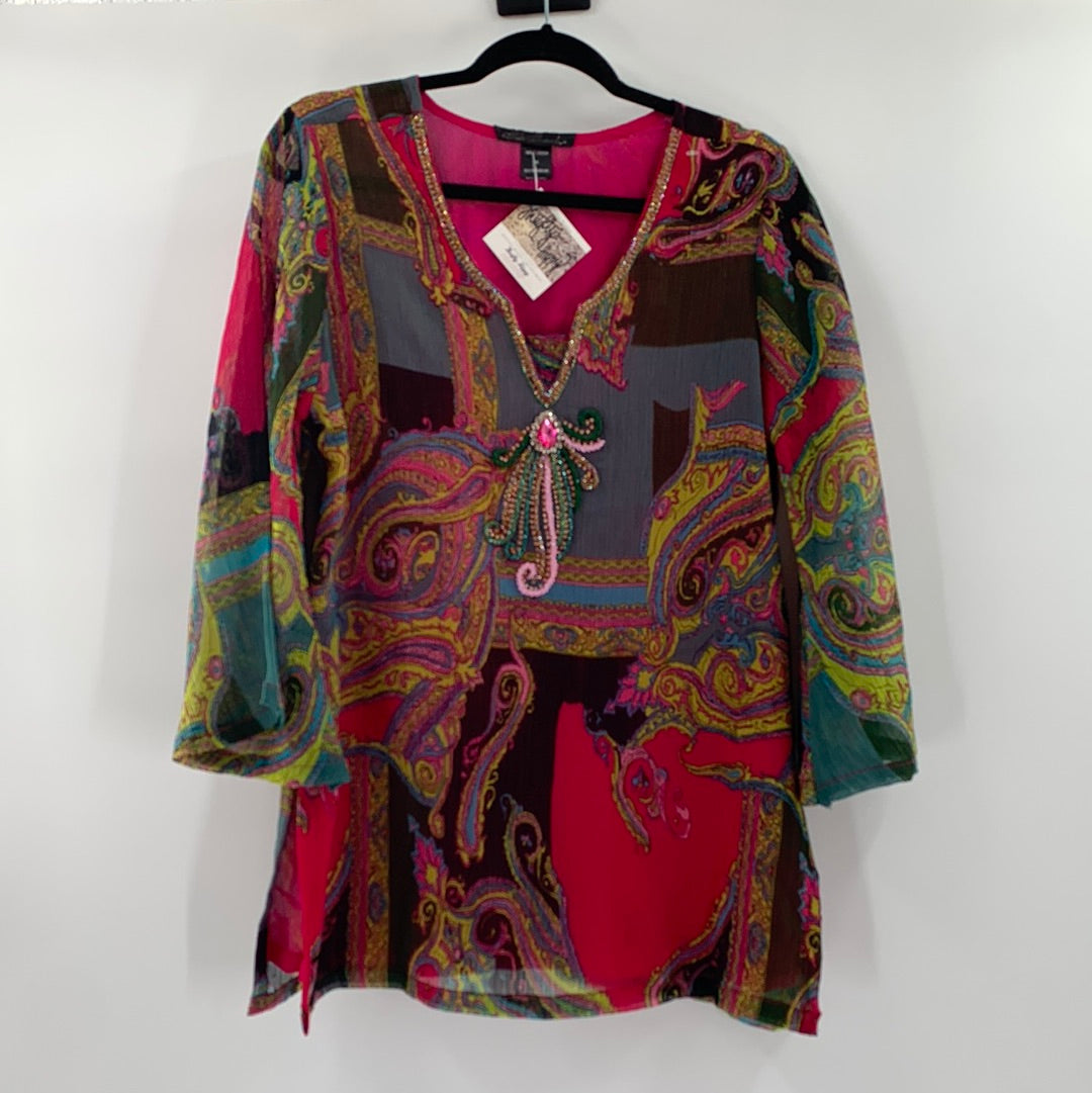 Silk Threads Paisley, Embellished Tunic (M)