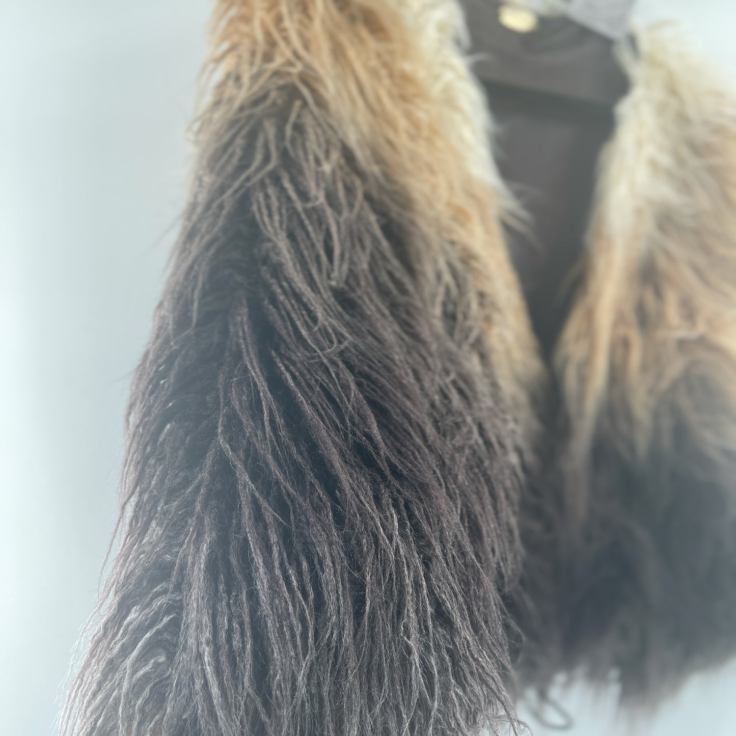 Free People One Terra Faux Fur Shaggy Ombre Coat Brow (Size M)