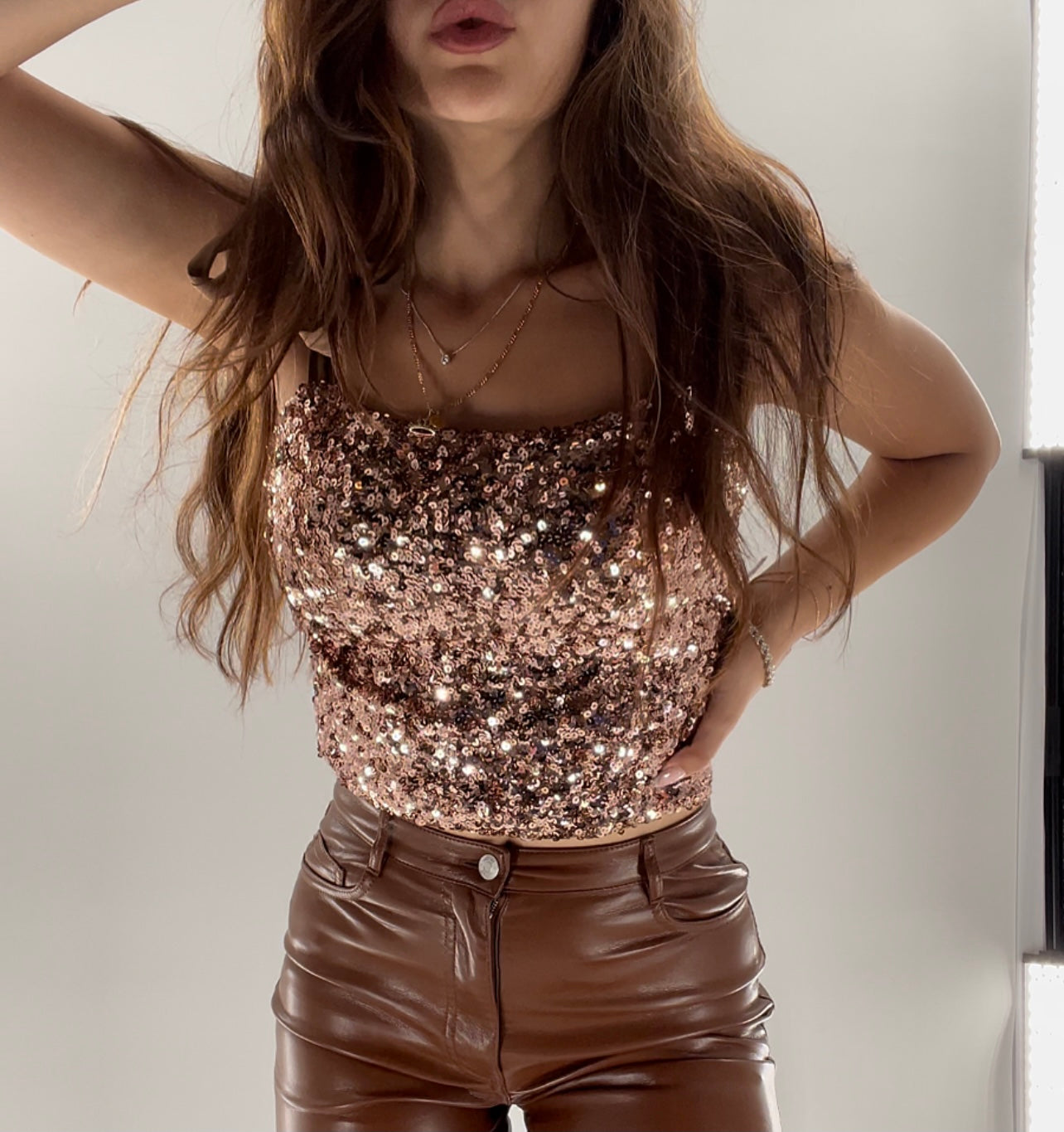 Intimately Free People brown sequin tank