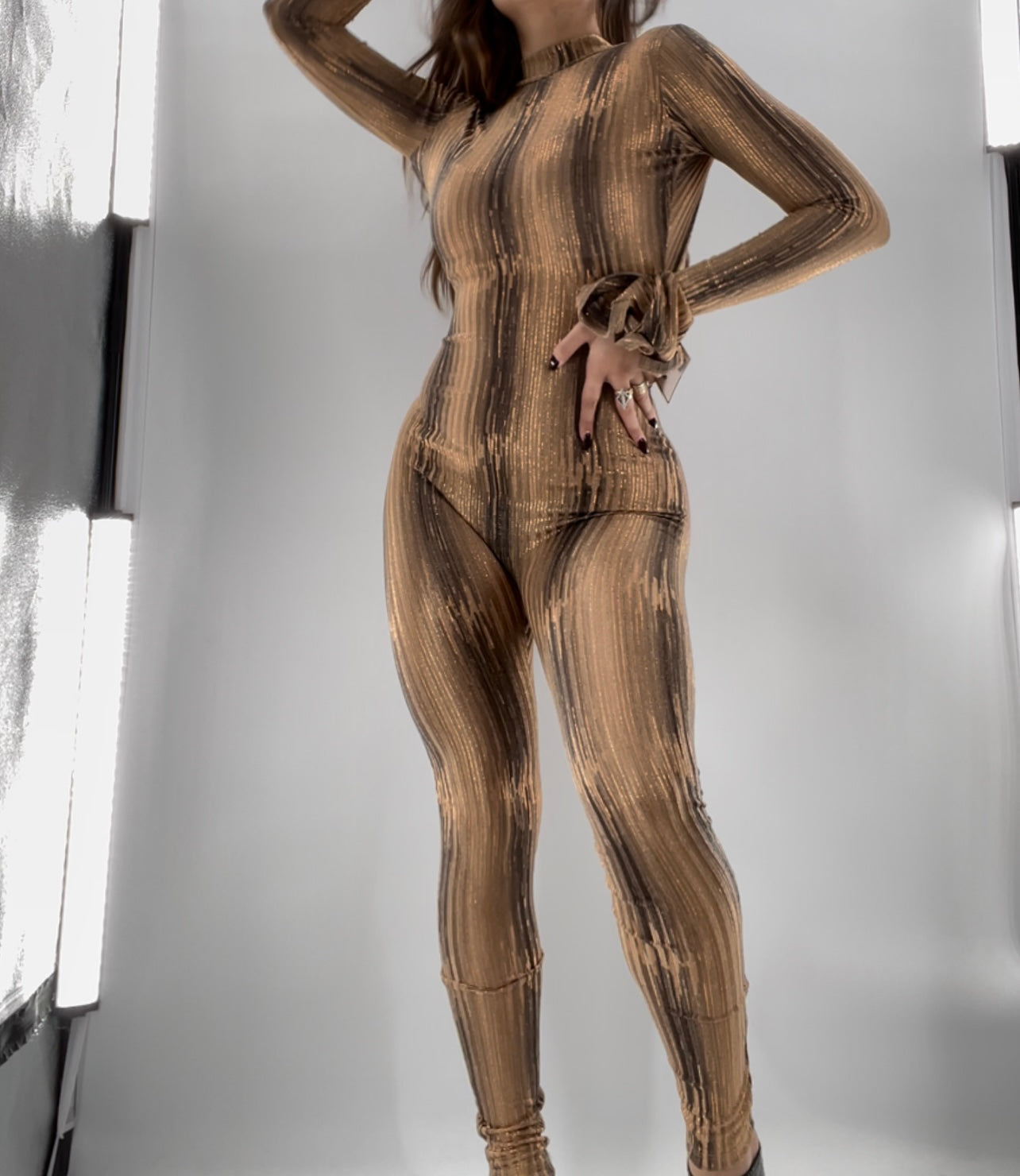 Gold/Bronze Open Back Jumpsuit (S)