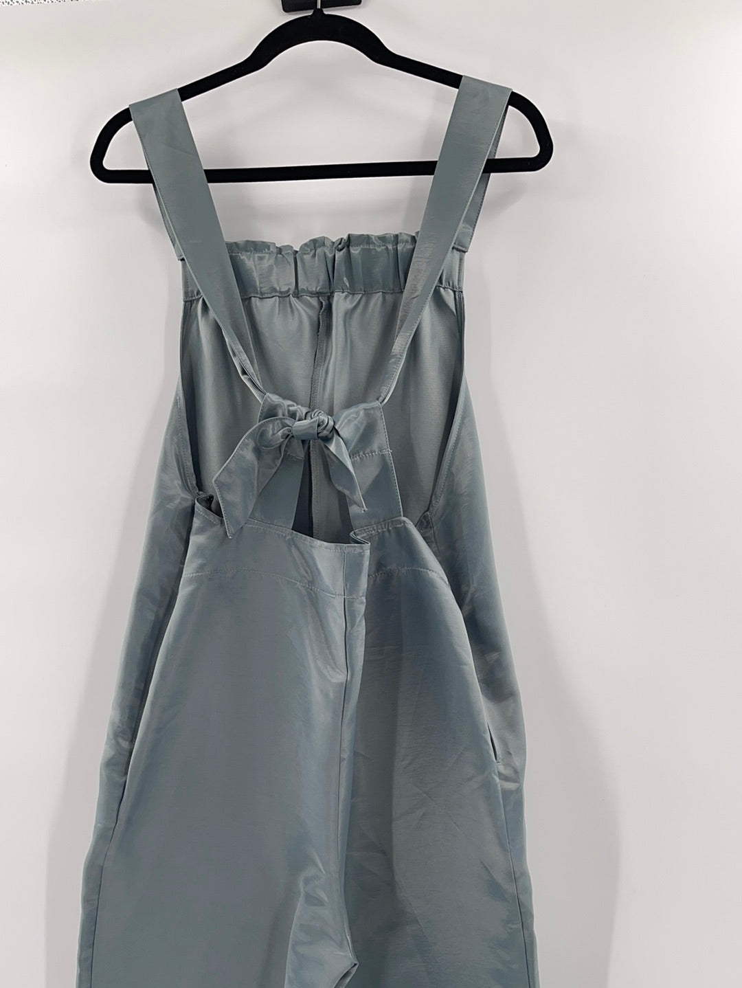 Urban Outfitters Pewter Satin Backless Tie on Back Side Knife Pockets (Size M)