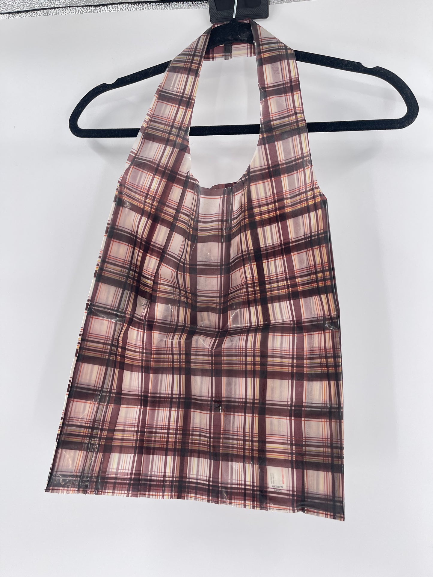 Urban Outfitters plastic plaid tote bag