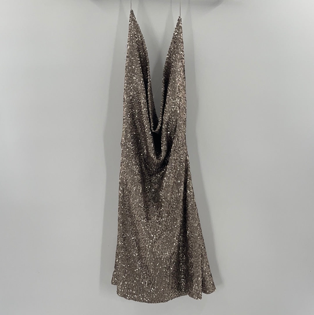 OMIGHTY Silver Sequin Dress (L)
