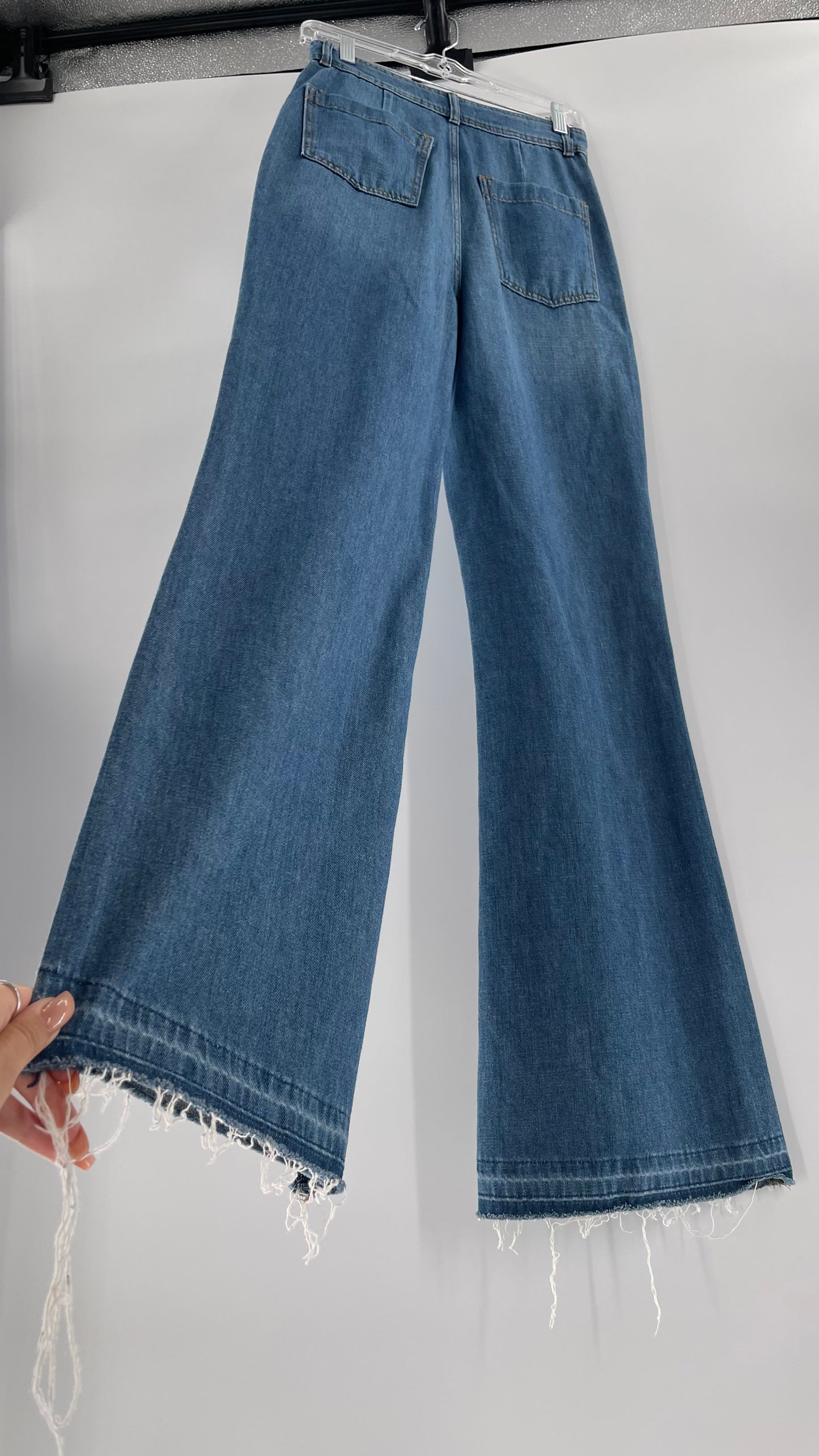 Free People Wide Leg Medium Wash Jeans (28)